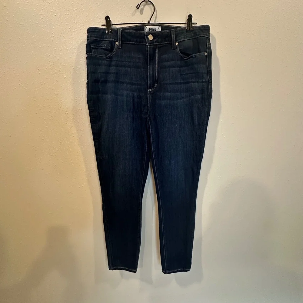 PAIGE Hoxton Ankle Jeans Womens 32 Dark Blue High Rise Skinny Stretch Denim